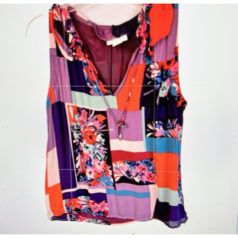 Anthropologie Maeve Top Women's Small Floral Purple Semi Sheer Night Out Artsy